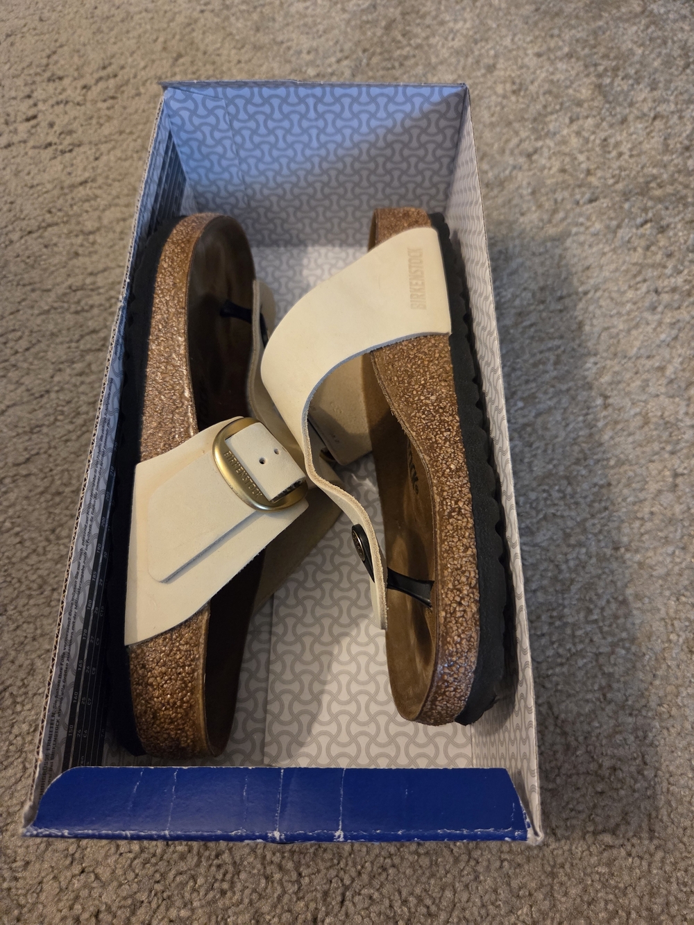 Birkenstock Womens Cream/Ecru Thong Sandals with Buckle - Picture 8 of 8
